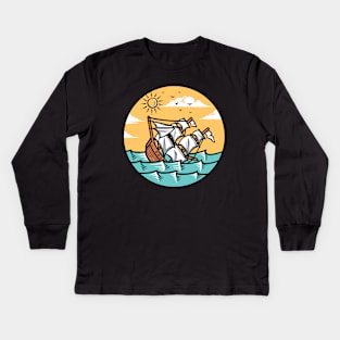 ship sinking in the ocean Kids Long Sleeve T-Shirt